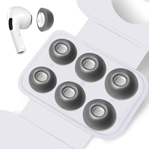 HEEKIM Ohrstöpsel aus Memory-Schaum für Airpods Pro/Airpods Pro 2 mit Loch zur Geräuschreduzierung, Airpods Pro/Pro 2 Ersatz-Ohrstöpsel Aufsätze (S/M/L) (Grau)
