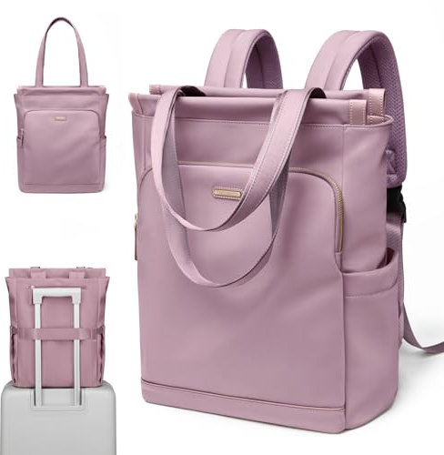 GOLF SUPAGS Sac à dos Convertible pour Ordinateur Portable pour Femmes Sac de Voyage Décontracté Notebook pour Travail Collège Voyage Loisirs (Violet Rosé, 15.6 Pouces)