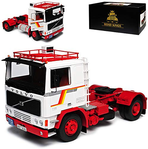 alles-meine.de GmbH Volvo F12 1977 LKW Weiss Rot limitiert 1 von 1000 Stück 1/18 KK-Scale Road Kings Modell Auto mit individiuellem Wunschkennzeichen