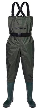 ENEN Wathose Herren Damen Wasserdicht Neopren gr 38-47 Wathose mit Stiefeln, Atmungsaktiv Verstellbare Schultergurte Anglerhose Angelhose Watstiefel Angelbekleidung (Armeegrün,38)