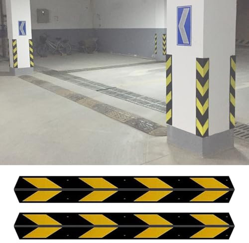 Hoixin Kantenschutz Garagen Wandschutz Dicke 1cm Reflektierend Gummi Wand-Eckschutz Eckenschutz für Parkplatz Geeignet für die Nutzung auf Parkplätzen Mit Befestigungsschrauben
