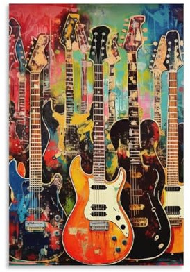 DHBANEIOK Gitarre Wandbilder Leinwand Bilder Wandkunst Malerei Poster Kunstdrucke Auf Wandbild Dekoration Für Schlafzimmer Wohnzimmer Dekor 20x30inch(50x75cm)