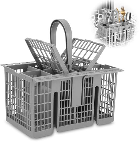 Tixexo Cesto Universal para Cubiertos de Lavavajillas, Cesta cubiertos lavaplatos Accesorios para Hotpoint/Indesit/C00257140/C00386607, Cesto para Cubiertos de Lavavajillas, Asa desmontable