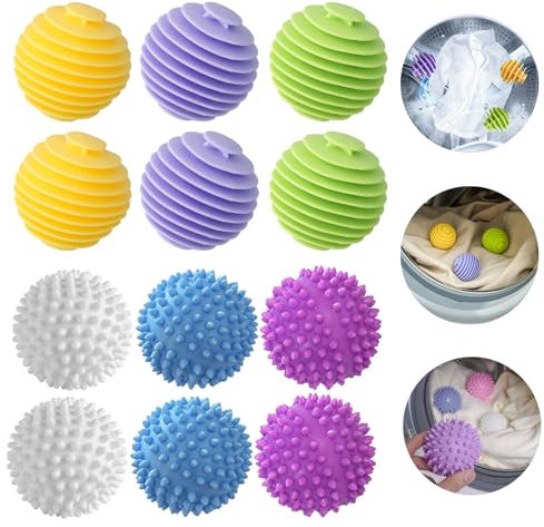 SAMSYOKI 12 Stück Waschball für Waschmaschine, Wiederverwendbare Trocknerbälle für Wäschetrockner Dryer Balls Wäschebälle Gummi Wäschebälle Waschkugeln zur Reduzieren Falten und Klammmer