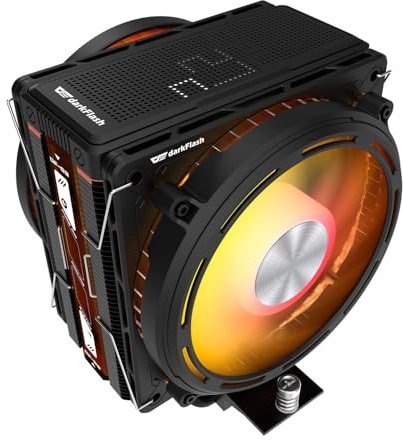 darkFlash E400 Plus CPU Air Cooler, Digital Display, Dual ARGB Fans, Black