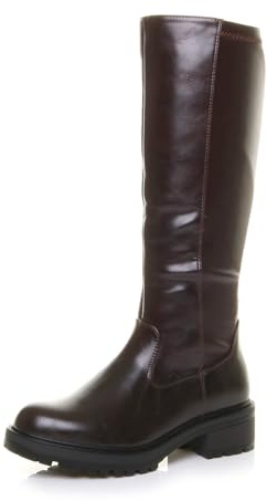 AJVANI Womens ladies low heel chunky sole zip stretchy elastic riding boots size
