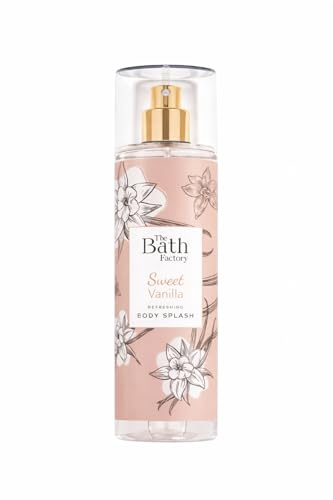 The Bath Factory Sweet Vanilla Body Splash 200 ml – Vanille Körperspray, Erfrischendes Body Mist für Damen, Duftspray für Körper & Haare