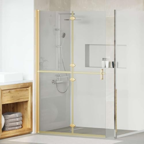 Paroi de Douche à l'Italienne, Dorée, Verre à Économie d'Énergie, Paroi de Douche, Pare-Baignoire, 120 x 6.5 x 190 cm, Usage Intérieur