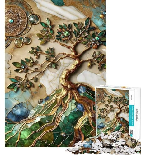 1000-piece Jigsaw Puzzles Abstract World Tree Art Jigsaw Puzzle Anti-Stress Toys Wall Decoration Unique Gifts for Birthday And Christmas (50x75cm)