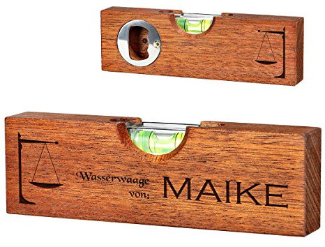 Mini Wasserwaage mit Flaschenöffner mit Gravur - Geschenk für Männer ideal als Vatertagsgeschenk, Geburtstagsgeschenk - Waage des Gleichgewichts