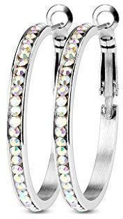 Tapsi´s Coolbodyart® Damen OhrRing Creole Edelstahl Kristalle Aurora Borealis