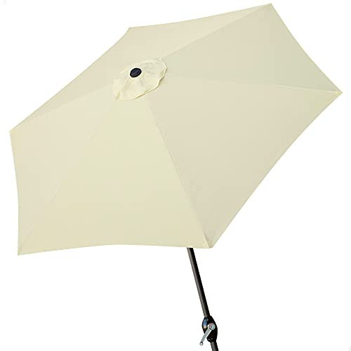 Aktive 53872 - Sombrilla jardín grande, Sombrilla, Parasol 300 cm, Sombrilla jardín, con manivela, Sombrilla hexagonal, color crema, mástil aluminio