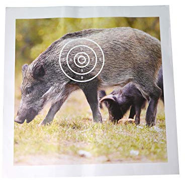 Zielscheibe Papier Wildschwein 40 × 40cm mit 4 ineinander liegenden, nummerierten Ringen für Übungen am Bogenschießen(50 Blatt Papier)