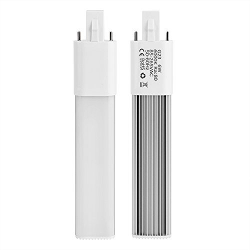 Haofy 6W 2 broches LED lampe compacte ampoule à tube encastré horizontal luminaires G23 blanc chaud