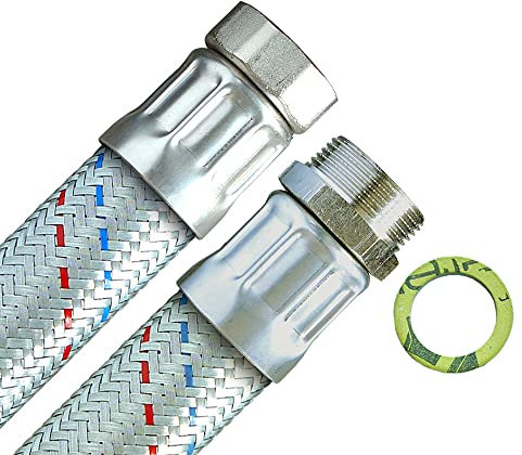 H2O-Flex Panzerschlauch 1 1/4ÜM x 1 1/4AG, DN32, 200 cm, Made in Germany - Flexschlauch für Pumpen, Solar und Heizung
