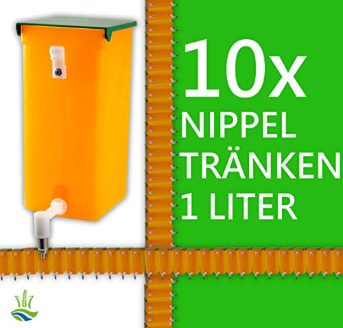agrarking.de 10x Kaninchentränke Nippeltränke 1 Liter Nagertränke Kunststoff-Halterung