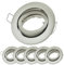 sweet-led 6er Alu Bajonett Verschluss ø83 x 23mm Einbaurahmen für Halogen und LED Strahler, Einbauleuchte Spot Schwenkbar, Deckenspots, Einbaustrahler Set inkl. GU10 Fassung (6er-chrom-gebürstet)