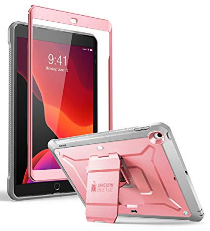 SUPCASE Hülle für iPad 9th/8th/7th 2021/2020/2019 iPad 10.2 Zoll Case Bumper Schutzhülle 360 Grad Cover [Unicorn Beetle Pro] mit integriertem Displayschutz und Gürtelclip (Pink)