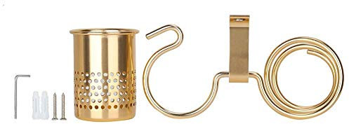 Hair Dryer & Straightener Holder JJ. Accessory Bathroom Hair Dryer Holder Stand Wall Mounted Organizer Multipurpose Rack(Gold)