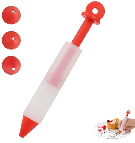 Stylo Gâteau, Stylo à Ecrire en Silicone Crème, Seringue Décorative en Silicone, Stylo à Pâtisserie avec 4 Buses Stylo de Glaçage Bricolage gâteau gâteau biscuit crème pâtisserie chocolat stylo