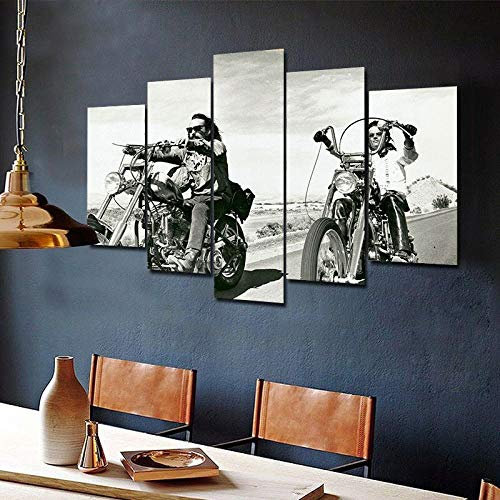 5 Stück Drucke Auf Leinwand Gedruckt Malerei Wohnzimmer Wand Kunst Leinwand Easy Rider Dennis Der Höllenengelreiter Poster Bild XXL Wohnzimmer Wohnkultur Kreatives Geschenk (Gerahmt)
