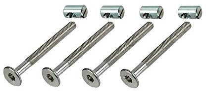 4 x HMH-Shop Bettschraube M6 x 70 mm + Quermutter M6 Bettbeschlag Innensechskant