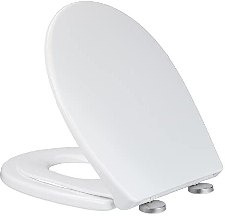 Relaxdays Klobrille mit Kindersitz, BxT 37 x 44,5 cm, Absenkautomatik, Schnellverschluss, O-Form Toilettendeckel, weiß