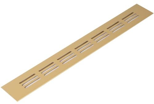 Vent Systems Griglia di ventilazione in alluminio dorato, 40 x 300 mm, con griglia per insetti. Per impianti di riscaldamento, raffreddamento e ventilazione. Copertura di sfiato interno ed esterno.