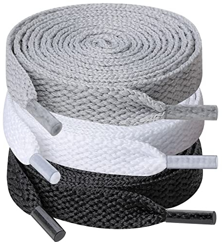 UpUGo 3 Paar Schnürsenkel, 8mm Breit Flache Schnürsenkel | Turnschuhe, Sport, Laufen, Erwachsene
