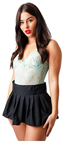 Divas World Schwarz Plissee Schulmädchen Minirock Damen Hohe Taille Skater Kurz Tennis Röcke Party Clubwear, Schwarz , 40