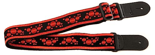 OVATION Gitarrengurt Nylon - Signature „Multi-Soundhole“ – Ruby Red - Gepolstert - Lederenden