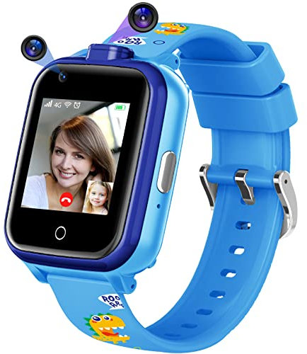 Mingfuxin Reloj inteligente 4G para niños, reloj inteligente con cámara dual, reloj de pulsera digital para niños, rastreador GPS con WiFi, videollamada de voz, SOS, podómetro para niños y niñas de 3