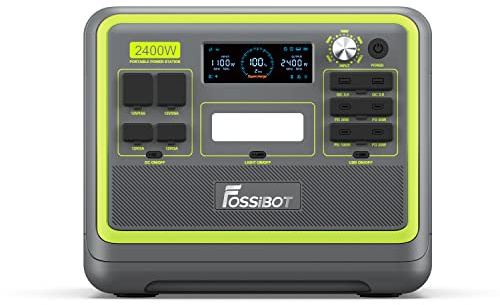 FOSSiBOT F2400 Centrale Elettrica Portatile,2048Wh LiFePO4 Batteria Backup, Espandibile a Tre 2400W AC Prese (4800W Picco)