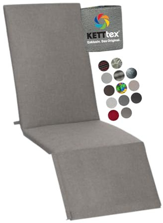 KETTtex EXKLUSIV Auflage Basic-Relaxsessel Taupe I Gartenstuhl Polster 170x50x4cm I KTH2 Sitzauflage weich & robust I Stuhlauflage wasserabweisend & atmungsaktiv I UV-beständiges Sitzkissen