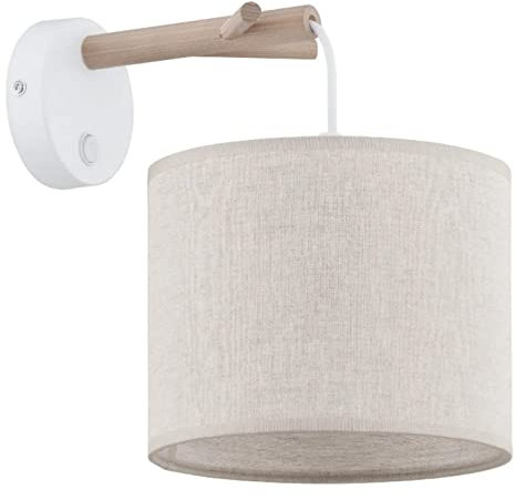 famlights Wandleuchte Innen Wandlampe Wand Lampe in Beige Shabby Chic Landhaus Ethno CHRISTIANO E27 Leinen Esszimmer Flur | 1-flammig