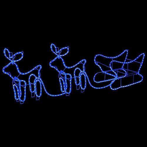 Bussandri Exclusive - Weihnachtsdekoration Rentiere und Schlitten Outdoor 576 LEDs