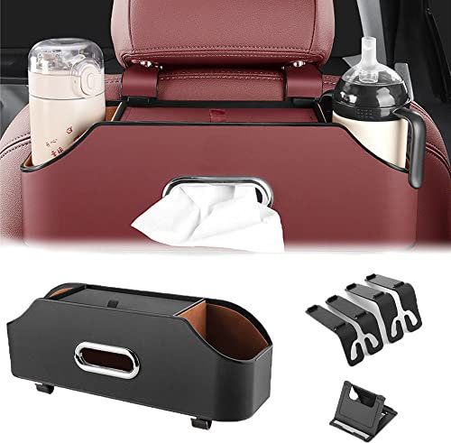 KEYULI Auto-Rücksitz-Organizer mit 2 Getränkehaltern, multifunktionale Fahrzeug-Aufbewahrungsbox, Neue Auto-Kopfstützen-Rücksitz-Multifunktions-Aufbewahrungsbox, Auto-Reisezubehör (Schwarz)