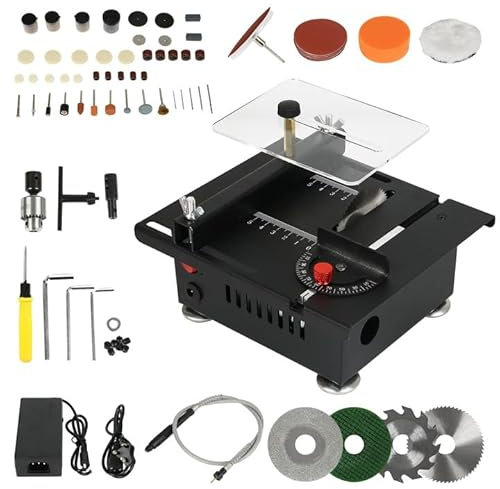 Multi-Functional Table Saw,maxant Mini Table Saw 100W Hobby Bench Saw for Woodworking with Blade Flexible Shaft and More Accessories Mini Desktop Electric Saw for Crafts DIY Handmade Wooden (TWH123)