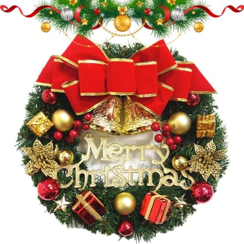 30cm Weihnachtsdeko Kranz Für Tür - Türkranz Haustür Außen, Tannengirlande, Girlande, Künstlicher Kranz (B)