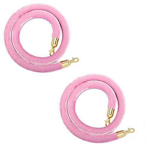 Dickes Rungen-Warteschlangen-Absperrseil, 2 Stück Seil-Sicherheitsbarrieren für Hotels, Ticketbüros, Samtseil-Sicherheitsbarrieren mit goldenen Haken (Pink 3,5 m/11,5 Fu