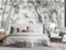 3D Papier Peint Panoramique Nature Soie Tropicale, 356 X 250 cm Encre Vert Plantes Bambou Peint à la Main Grandes Murales Poster pour Salon, Adulte Chambre d'enfants, Étude Décoration
