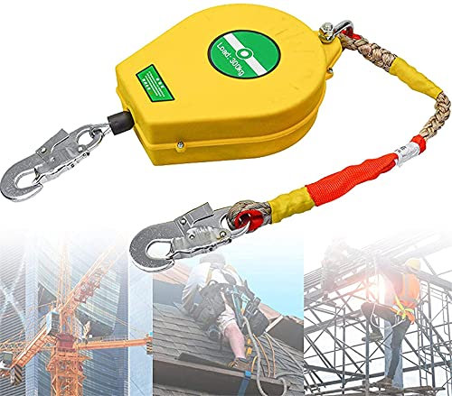 AVIMYA Selbsteinziehende Seilsicherung für Seillast 300 kg, einziehbares Werkzeugband, Absturzsicherung für Arbeiten in der Höhe, Hochbau, Verhinderung unbeabsichtigter Stürze, Doppelverriegelung +