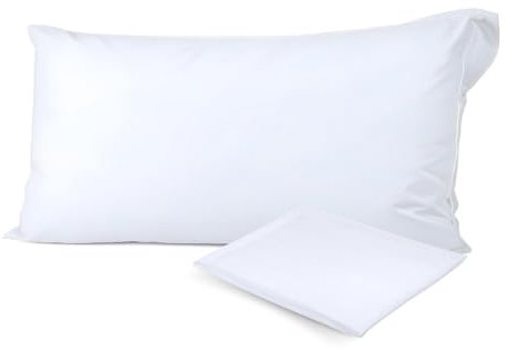 CASTUWORLD Funda de Almohada Impermeable, Antiacaros, 50% Algodon y 50% Poliester. Cremallera Lateral. Transpirable. Protectora Higienica Suave Lavable (150x40 cm)