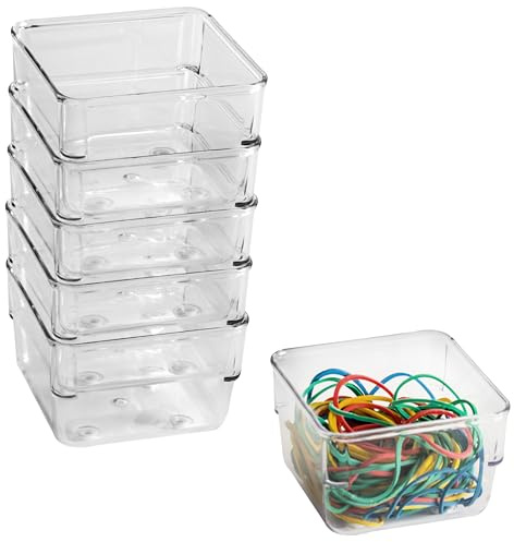 6x Schubladen Ordnungssystem 8x8cm klar transparent 5cm Bad Küche Büro Box