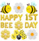 Finypa Happy 1st Bee Day Ballon, Biene-Thema, Gelbe Biene Folienballons, Gänseblümchen Mylar Folienballons, 6 Stück, Unisex, Kinder, Erster Geburtstag, Ballon, Dekorationen