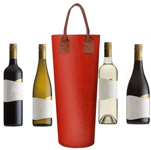 Sac de transport pour bouteille de vin | Porte-bouteille thermique en feutre – Étui de transport réutilisable pour bouteille de vin – Sacs de champagne pour fête, voyage, pique-nique, dîner, mariage,