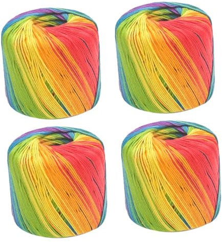 TEHAUX 4 Rollen Saftiger Spitzenfaden Woobie-Decke Dekoratives Garn Seide Weiches Garn Zum Häkeln Einer Decke Wollgarn Stricken Baumwolldecke Stichschnur Baumwolle Strickwolle Garn Masse