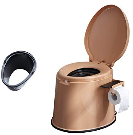 WOTZOV Tragbare Toilette, bewegliche Toilette, tragbare Toilette für den Innenbereich, leicht und praktisch, einfache Camping-Reisetoilette,Orange