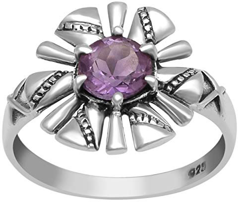 Jahrgang Massiv 925 Sterling Silber 0,75 Ctw Amethyst Edelstein Cocktail Frauenring (51 (16.2))