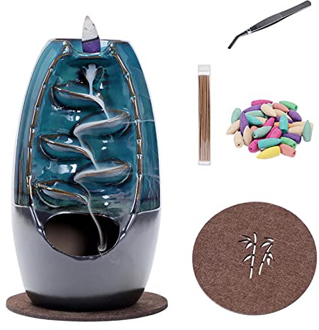 Rückfluss Räucherstäbchenhalter Wasserfall, Keramik Aromatherapie Ornament Wohnkultur Räuchergefäß Halter (A)